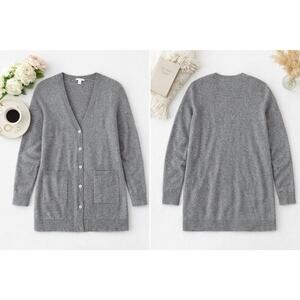 Isaac Mizrahi Live 100% Cashmere Gray Button Front Cardigan Sweater Women’s M